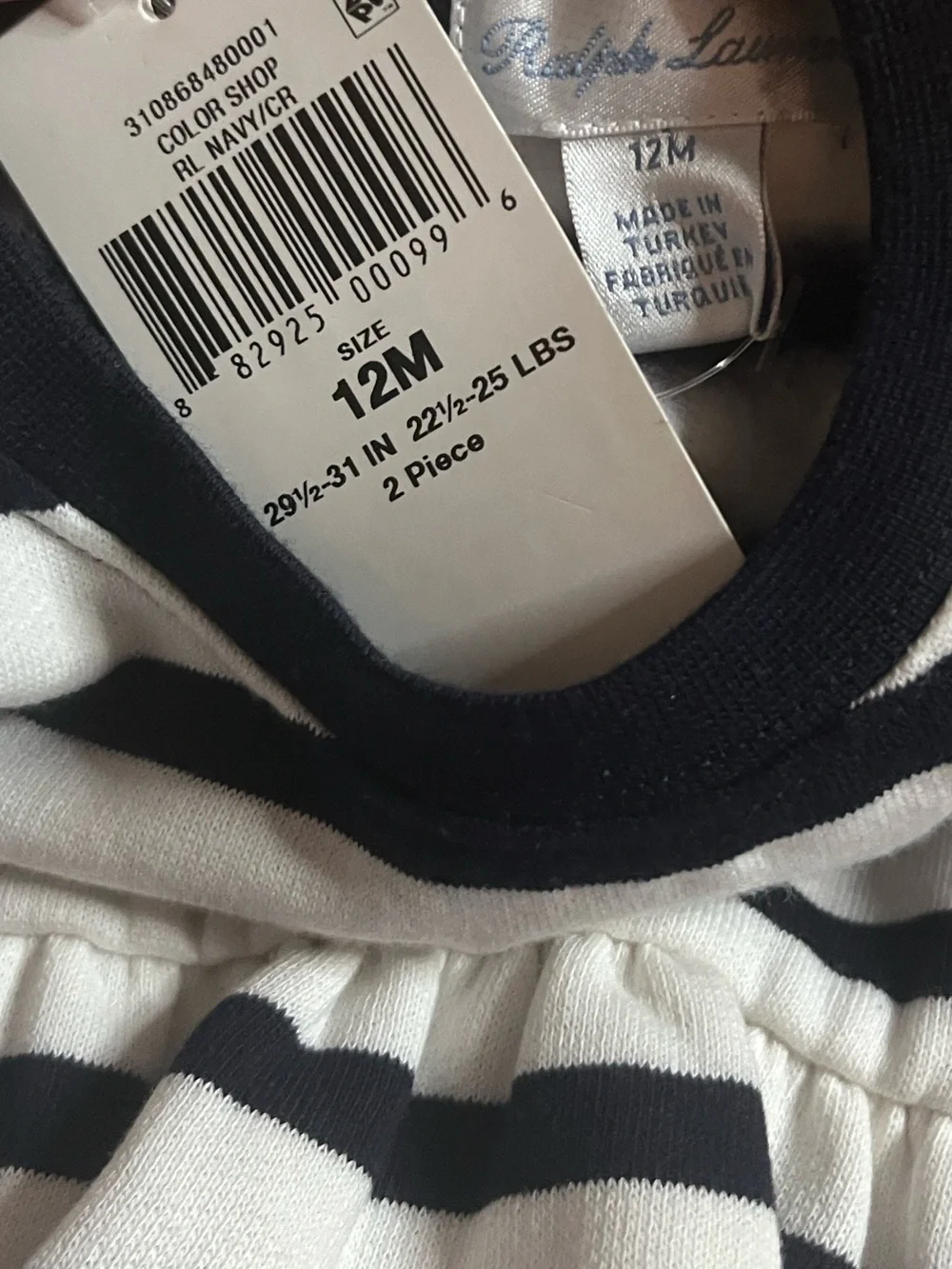 Ralph Lauren Cotton-Fleece Polo Bear Dress 12 Months NEW